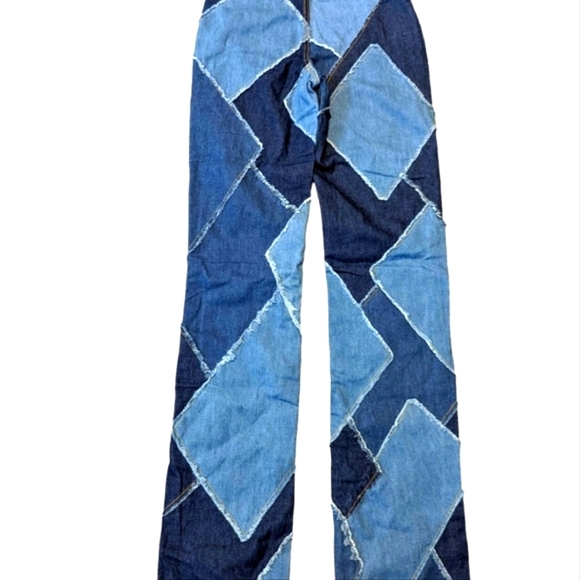 **SOLD** NEW JARED LOW RISE DIAMOND Y2K PATCHWORK JEANS Size 24 - Picture 7 of 11